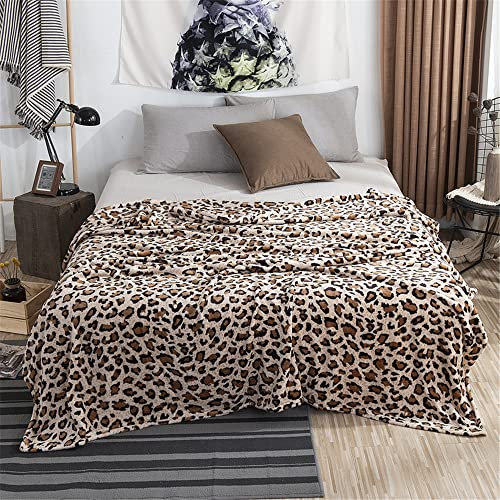 Lukery Kuscheldecke Flauschig, Dicke Warm Couchdecke Extra Weich Wohndecke als Sofadecke, Tagesdecke oder Winterdecke (100x120,Leopardenmuster)