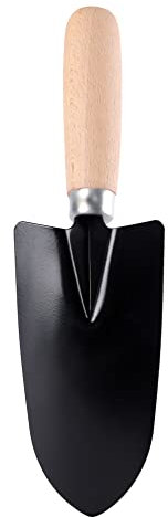 Garronda Plantoir à Main de Jardin Mini Pelle Métal à Manche en Bois pour Plantations, Longueur: 27 cm GD-0004 (Louche à Fleurs, Noir)