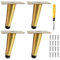 Toolzia 4Pcs 4 Metal Oblique Furniture Legs 10cm,Cone Cabinet Legs Stainless Steel Table Legs No-Slip Silent For Diy Furniture, Sofas, Cabinets(Gold)