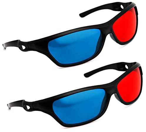 PRECORN 2er Set 3D Brille rot/Cyan (3D-Anaglyphenbrille) hochwertige Brille für 3D PC-Spiele, 3D Bilder, 3D Filme, 3D Projektion, Video, YouTube UVM.