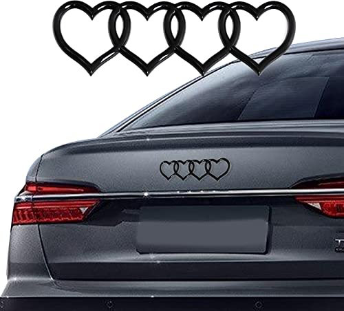 Middrivr Love Heart Logo Rear Trunk Emblem, 3D Badge Decal Sticker, Car Accessories Exterior Decoration, Car Replacement 3D Sticker Fit for Audi A3 A4 A5 A6 A8 TT R8 Q3 Q5 Q7 (Bright black)