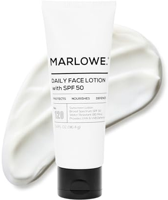 MARLOWE. No. 128 Men's Facial Lotion with Sunscreen SPF 50, 3.4 oz, Oil-Free, Lightweight Daily Face Moisturizer for Men, Includes Natural Extracts to Hydrate, Nourish & Soothe