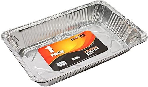 Orion Best House Extra Large Aluminium Foil Baking Trays, Foil Tray Container for Food Storage, Baking, Roasting (L 52.5 x W 32.5 x H 7.9 cm) (50 Trays with Lids) Please Check Size Before Purchase
