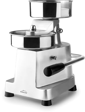 Lacor - 60226 - Pressa per Hamburger, Acciaio Inox, Meccanismo a Leva, 500 Distanziali, Antiscivolo, Facile Pulizia, 10 cm