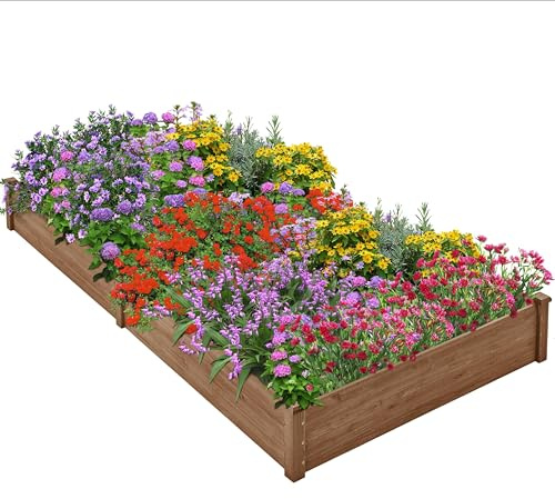 Yaheetech 8×4ft Wooden Horticulture Raised Garden Bed Divisible Elevated Planting Planter Box for Flowers/Vegetables/Herbs in Backyard/Patio Outdoor, 93 x 48 x 10in, Dark Brown