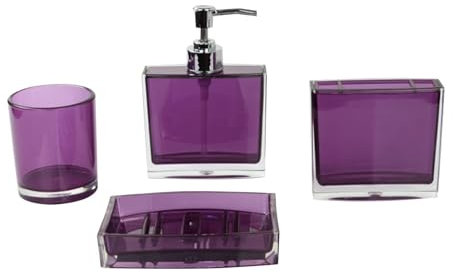 Milageto 4 Pezzi Dispenser per lozione portaspazzolino Portatile Moderno Articoli da toeletta Accessori per Il Bagno portasapone per Il controsoffitto, Viola