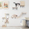 HEVOL Katzen Kletterwand, Kletterwand Katzen Set, 10-Teiliges Stabiler Katzenmöbel mit Kratzbäume, Hängematte,Katzenliege und Katzenhöhle für Katze Schlafen Spielen Lounging