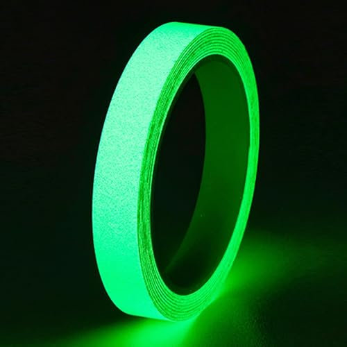 cxxtkcxxlc Nastro Adesivo Fluorescente Verde, Nastro Adesivo Luminoso, Nastro Catarifrangente Adesivo Fluorescente per Sicurezza10m x 1cm per Scale, Muri e Uscite di Emergenza