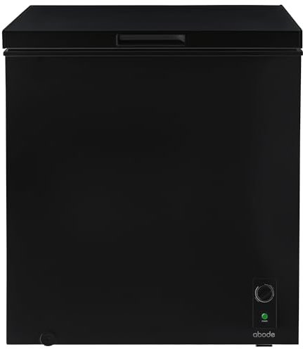 Abode Freestanding Black Chest Freezer 198L with Removable Wire Basket & Counter Balance Lid, Adjustable Thermostat, Suitable for Garages & Outbuildings A198CF0E1B