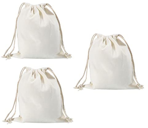 Ipetboom 3stücke Teiliges Baumwoll-kordelzugbeutel Robuste Aufbewahrungstaschen Für Alltag Schule Und Büro Natürliche Baumwolle Für Und Organisation