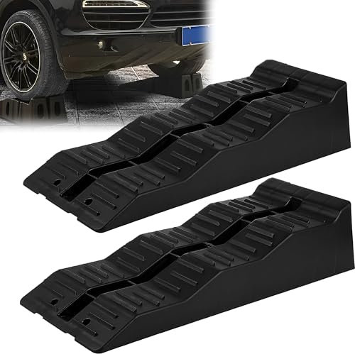 CHSG 2 Rampa di Carico per Auto, Resistenti Fino a 4 t, Antiscivolo, Compatibile con Auto e Camper, Adatta per Riparazioni di Auto, Cambio di Pneumatici, Sollevamento di Carichi