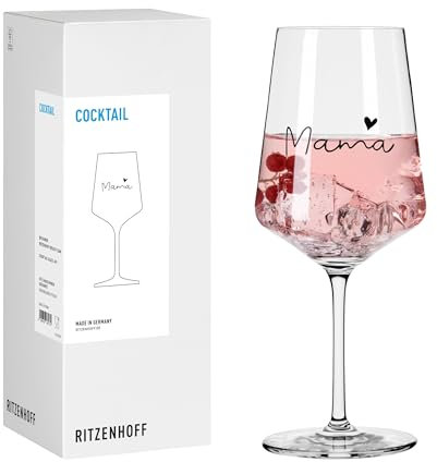 RITZENHOFF 8171009 Cocktail-Glas 500 ml, Serie Sprüche, mit Schriftzug Mama - modern, Made in Germany