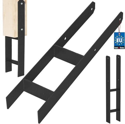 KOTARBAU® Supporto per pali ad H per calcestruzzo, 120 mm/600 mm, in acciaio zincato verniciato a polvere, colore nero, per travi
