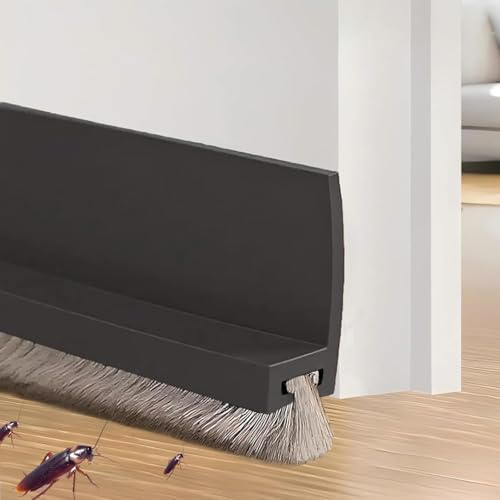 Antispifferi per Porte, Sotto Porta per Scarafaggi, Para Spifferi Sottoporta, Paraspifferi Sottoporta Blindata Autoadesiva, Salsicciotto Antispifferi e Para Spifferi, Riduce il Rumore (Nero, 100mm)