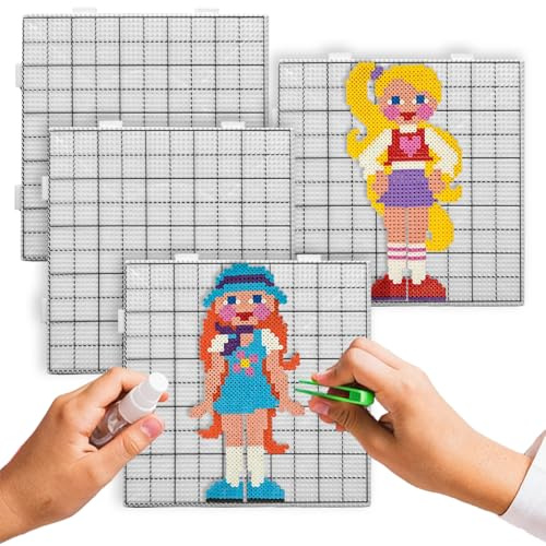 Woalopted Iron Beads Pegboards - Heat-Resistant Reusable Square - Square Craft Fuse Beads Pegboards,for Home School Classroom Kids Adults Teens Art Projects Beading