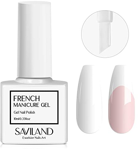 Saviland Upgrade Schönes Weiß French Gel Nagellack Soak Off Neon UV Nagellack Weiß für Maniküre UV Gel French Nails Art Starter, Gellack UV für French Nails Stempel & Home DIY 10 ml