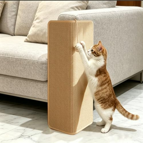 Katt klösbräda, soffa, hörn, stor 30 x 60 cm sisal klösbräda för katter, undermöbler, klösmatta, möbler och soffa, hörnklösbräda med lekboll för lägenhetskatter