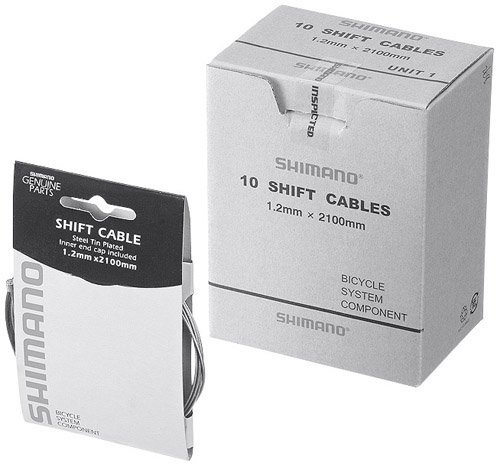 SHIMANO Innenzug Schaltung 1.2 x 2100 mm mit Endkappen, 10 STCK
