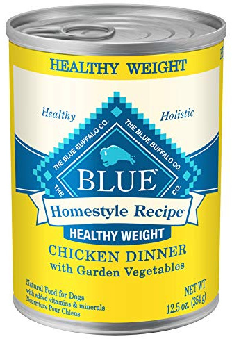 Blue Buffalo Homestyle Recipe Healthy Weight Adult Wet Dog Food, Chicken Dinner With Garden Vegetables, 12.5-oz Can (Pack of 12)