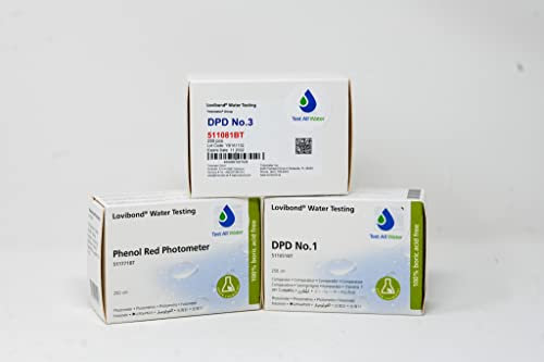 Lovibond Lot de 3 paquets de 250 réactifs de test de qualité de l'eau – DPD No.1, DPD No.3 et comprimés rouges de phénol | Tests de chlore et de pH pour piscines, jacuzzis, aquariums, étangs, spas et