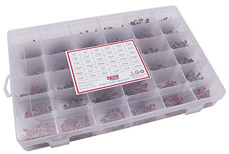 DollaTek 3 600 st 36 värden vardera 100 st 1pF - 100nF keramisk kondensatorsats 50 V sortiment disk med förvaringslåda