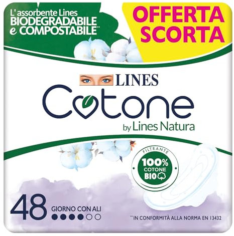 Lines Cotone Ultra Assorbenti con Ali, Pacco Scorta x40+8