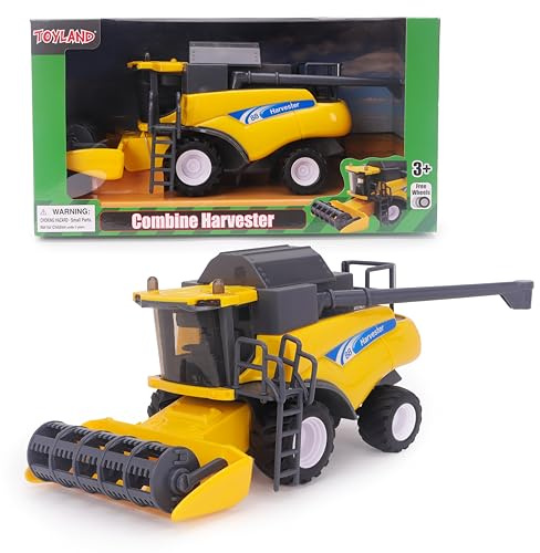 Toyland® 1:32 Scale Friction Powered Yellow Combine Harvester - Farm Toys - 25cm x 11cm