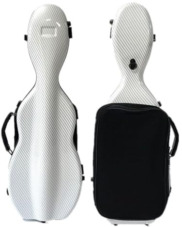 LANDTOM Carbon Fiber 4/4 Full Size and 3/4 Violin Case Violin With Double Shoulder Straps Pressure-Resistant Wear-Resistant Air Transportable Violin Case With Music Score Bag (Bright white)