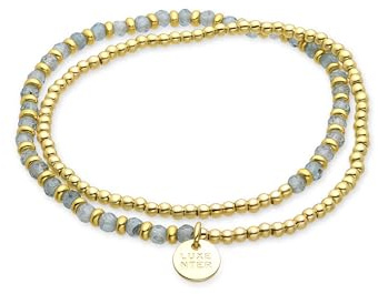 LUXENTER Pulsera Mujer en Aleación de Metal con Cristal Azul Color Dorado Acabado en Oro Amarillo de 18k Modelo Zira