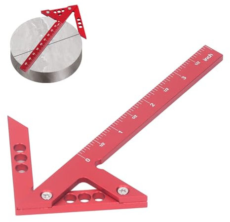 Tissting Calibro Centrale 100mm 3.94in - Strumento di Misurazione per Lavorazione del Legno con Angoli 45° e 90°, Lega di Alluminio, Ideale per Progetti di Precisione e Layout Complessi