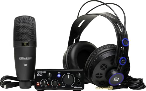 PreSonus AudioBox Go Creator Complete Studio Recording Bundle with USB Audio 96K Interface, Condenser Microphone, Professional Monitoring Headphones, and Studio One Pro DAW Software