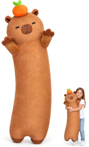 Mewaii Capybara Plushies Long Pillow Gift, Soft Filling, 110cm (44in) | Washable Teddy, Huggable Shape, Sofa Cushion Use, Room Decor, For Kids And Teens & Capybara Lovers