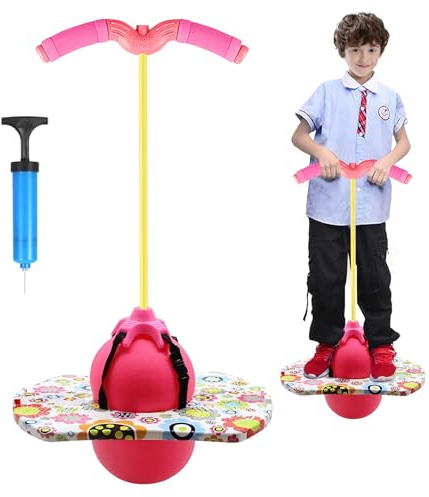 bechoanigel Pogo con Asas,100KG Equilibrado y Coordinado Pogo de Rebote, Las Asas Son Ajustables Equipado para Niños y Adultos para Entrenar Las Habilidades de Equilibrio(Rosa)