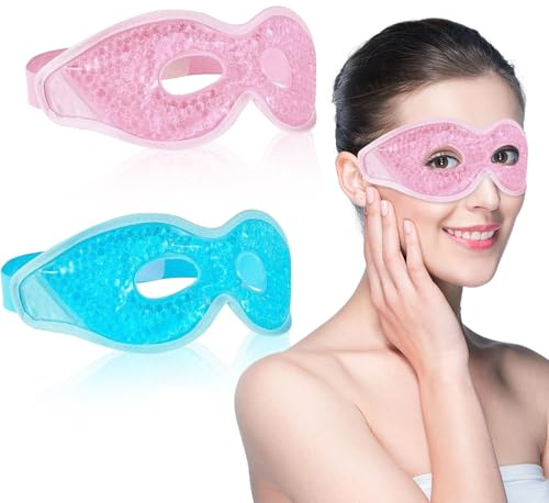 DGMI 2 Pezzi Maschera Occhi Freddo Riutilizzabile, Maschera Occhi Gel Freddo, Maschera Ghiaccio Occhi, Regolabile Donna Uomo, per Rilassare, Rinfrescare Palpebre