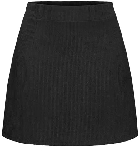 Timormode Mini Skirts for Women High Waisted Corduroy A Line Skirt 2026 Basic Casual Spring Pencil Skirts TMS8012 Black S