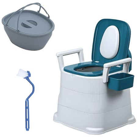 Toilette portable camping, 25L WC chimique portable avec Siège Ergonomique, Pieds Anti-Dérapants et Double Couvercle,Idéal pour toilette de camping, Randonnée et Camping-Car, Inclut Sacs et Coussin