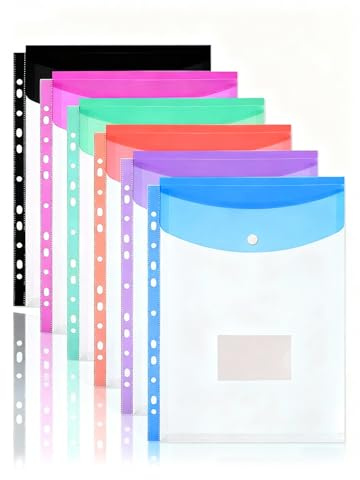 6 pièces de dossiers pour documents A4, 6 couleurs de dossiers, Dossiers imperméables avec 11 trous, Dossiers colorés pour organiser les documents, fournitures de bureau, pour papier, documents