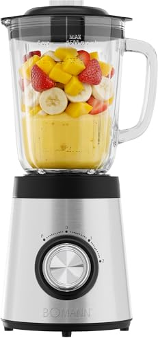 Bomann® Standmixer 700W | Mixer | BPA frei | massives Glas | 4-fach Edelstahl-Messer | 1,5L Smoothie Maker | Ice-Crush Funktion | 3 Stufen | Turbo-Funktion | Deckel mit Nachfüllöffnung | UM 6084 CB