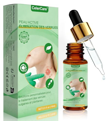 CelerCare Action Rapide Anti Verrue pour Verrue Plantaire, Verrue Commune, Verrue Plate Soin Verrues Pieds & Mains, Élimination Doux des Verrues Plantaires, Action Rapide 15 ml