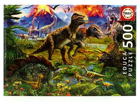 Educa - Puzzle da 500 pezzi per adulti l Incontro di Dinosauri | Misura: 34 x 48 cm | Da 11 anni (15969)