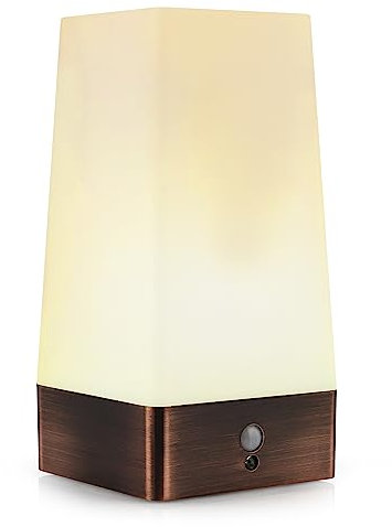 The Glowhouse Lámpara de mesa inalámbrica con sensor de movimiento PIR LED, luz nocturna, funciona con pilas (cuadrada)