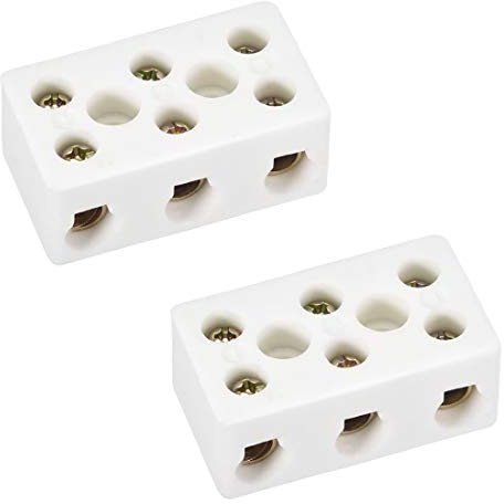sourcing map Conectores de cerámica de alta temperatura de la porcelana de los bloques de terminales de la manera de 3 para el cable eléctrico 2pcs del alambre