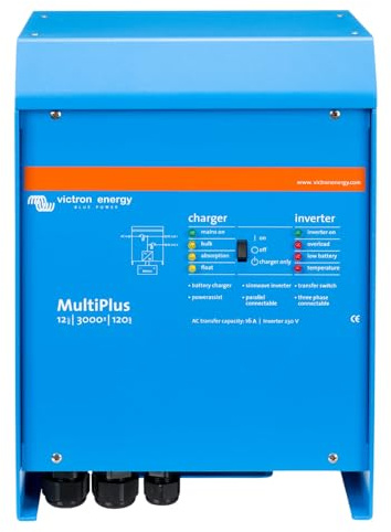 Victron Energy MultiPlus 3000VA 12-Volt 230V Ren Sinusvåg Växelriktare 120 amp Batteriladdare, Överföringsomkopplare 16 Amp