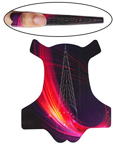 BeautyLeader 100Pcs Nail Forms System for UV Gel Acrylic Nail Tips Extension Sharp Ending Adhesive Nail Polish Form Sticker (Red)