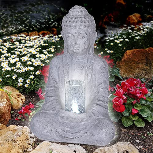 Fontaine de Jardin Zen avec Lumière LED - Zhen LUMIÈRE DE Vie - Lâcher Prise Vivre l’Instant PRÉSENT Jour comme de Nuit 61 cm