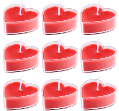 BESPORTBLE 9 velas aromáticas en forma de corazón, velas de té, cera de soja, aroma romántico, velas de soja, velas de té para San Valentín, decoración, regalo, boda, spa, masaje