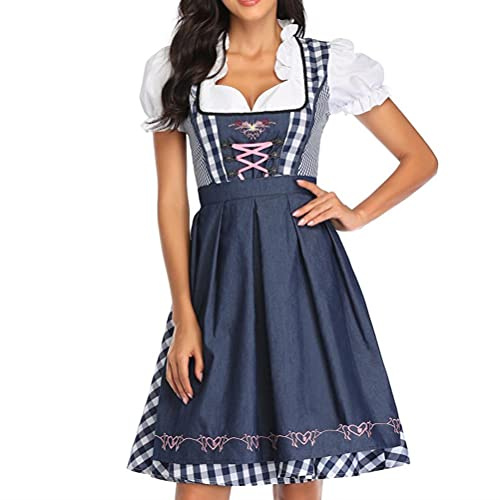 Oktoberfest Dirndl-traditionell klänning dam nationell stil öl festival Dirnch kostym dirndlklänning med förkläde Maid klänning dräkter klänningar uniform kostym karnevalkostymer ölflickor