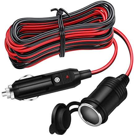 4M Prolunga accendisigari, 12V-24V Cavo di Prolunga per Accendisigari Auto, Auto Adattatore Presa Accendisigari con Copertura Impermeabile per SUV, Caravan, Camper, Frigo, Aspirapolvere per car (4M)