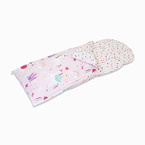 Girls Boys Kids Unicorns Princess Rainbows Pink 155 x 65 cm Reversible Sleeping Bag