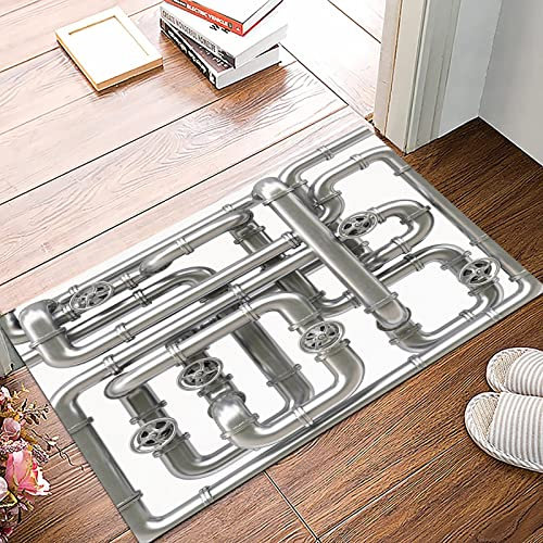 Badematte 50x80cm, Rutschfeste Badteppich, Industrial, Maze of Pipelines Armaturen und Valve Benzin Engineering Themed Pr,Mikrofaser Badvorleger mit, Wasserabsorbierende Weiche teppiche für Badezimmer
